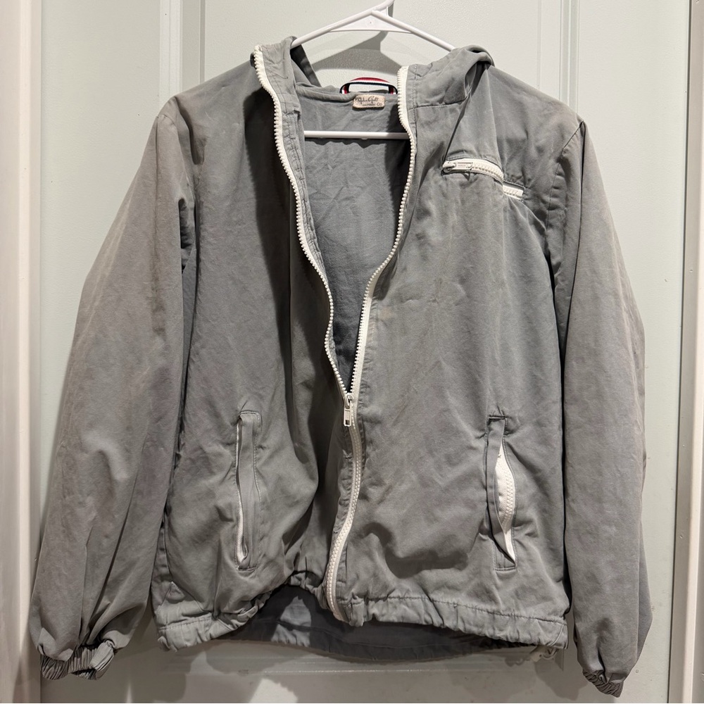 Brandy Melville Green-Gray Hooded Windbreaker